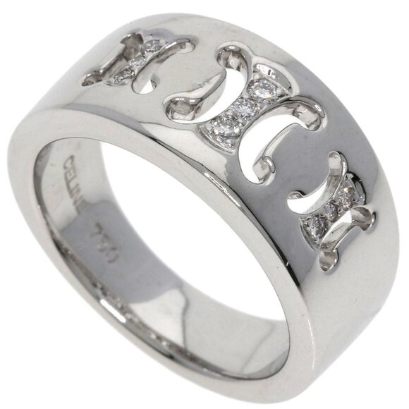 CELINE 18k White Gold Diamond Ring - Picture 9 of 9